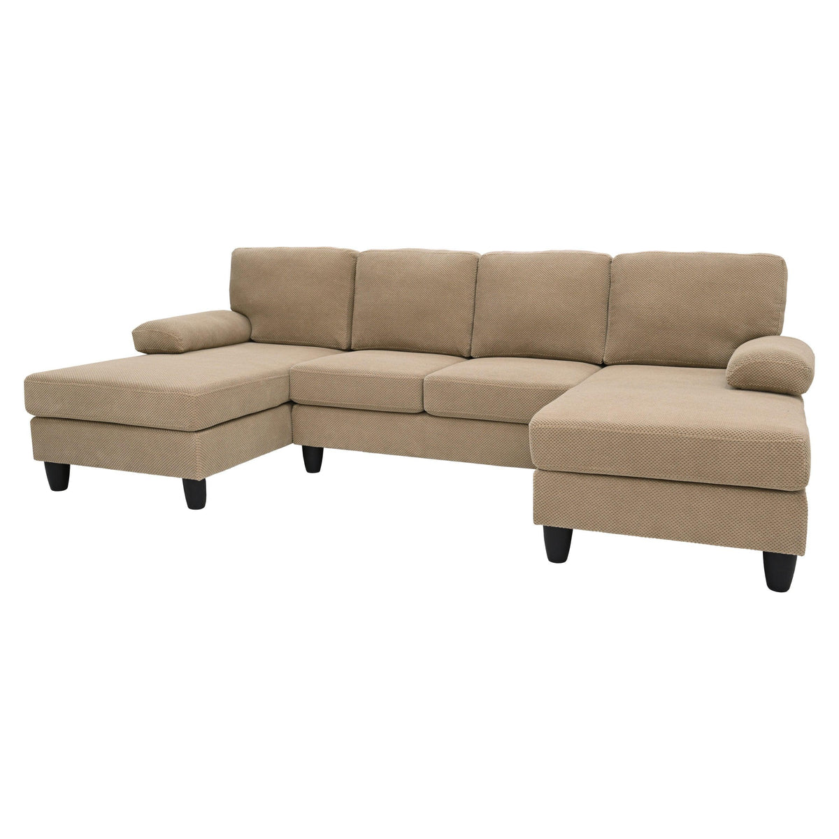 Modern Camel U-Shaped Sectional Sofa with Deep Seats & Plush Cushion Arms