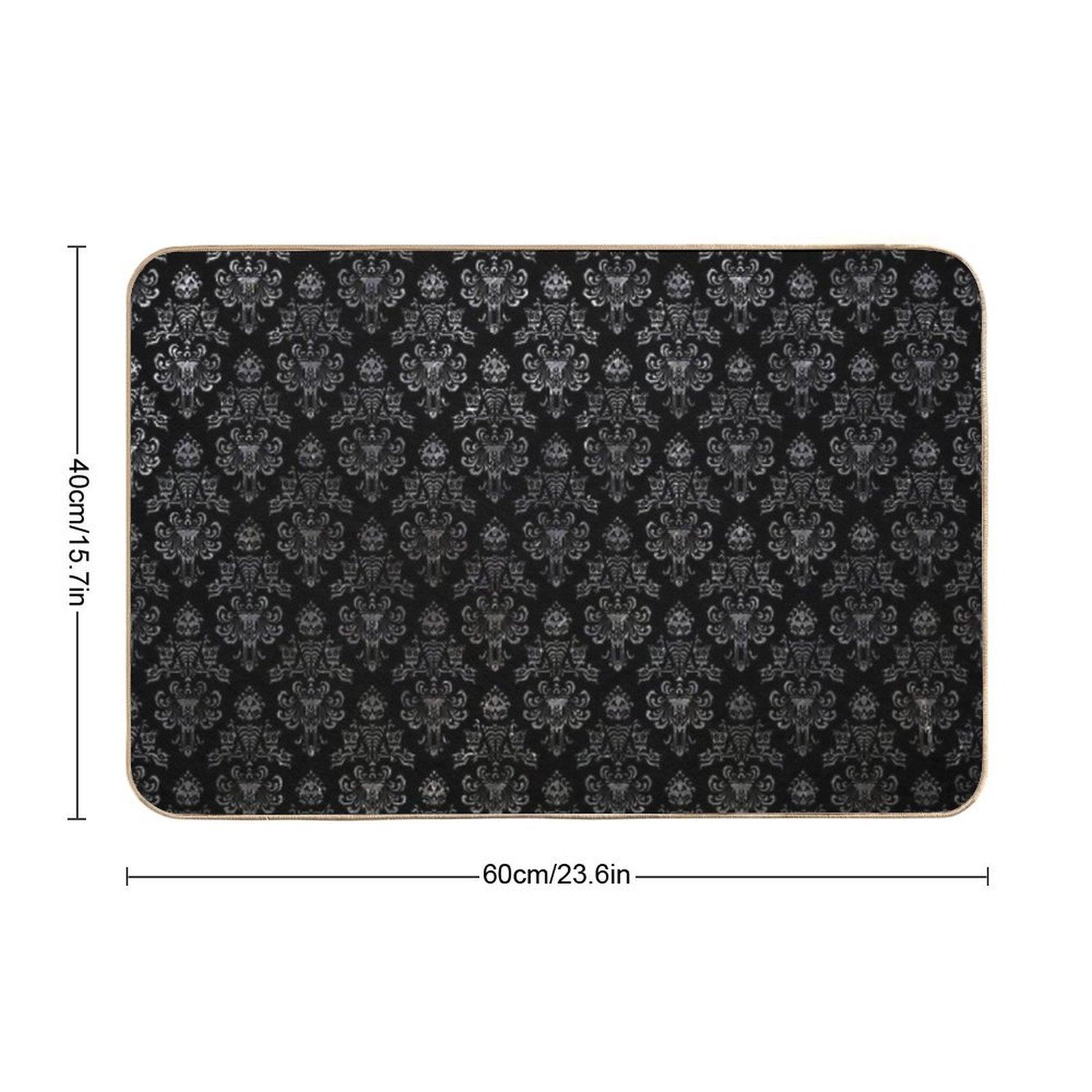 Haunted Mansion Wallpaper Black And Silver Bath Mat
