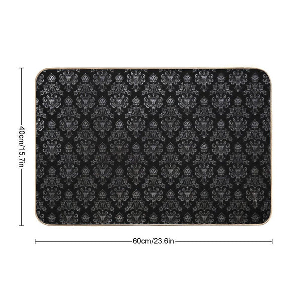 Haunted Mansion Wallpaper Black And Silver Bath Mat