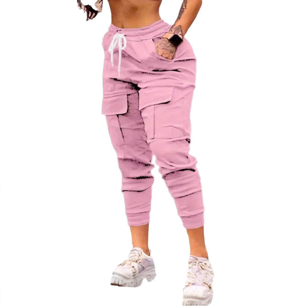 Plus Size Fashion Drawstring Bag Pocket Casual Working Pants