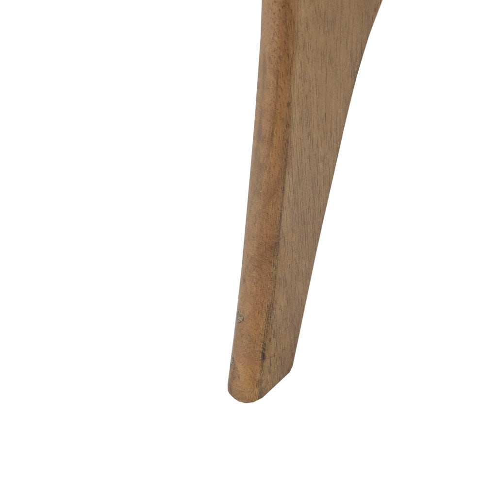 Close-up of Triangle Wood Side Table leg showing tapered design and smooth wood texture for a sleek finish.