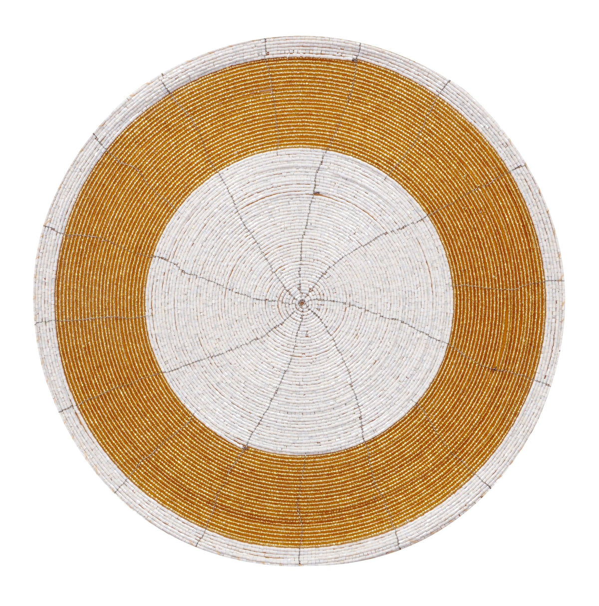 Beaded Placemats – Round Handmade Table Protector Mats with Glass Bead Embroidery, 14 Inch