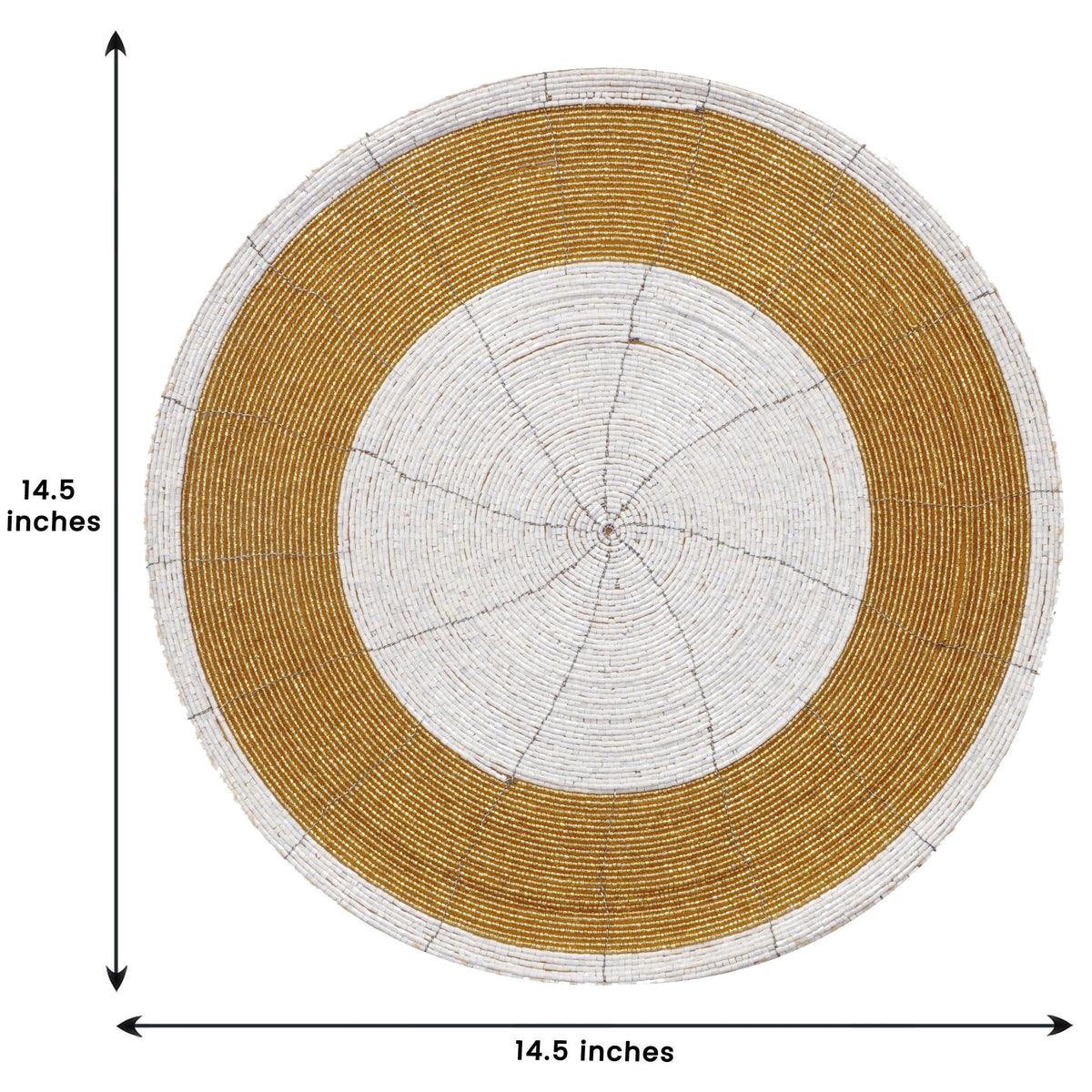 Beaded Placemats – Round Handmade Table Protector Mats with Glass Bead Embroidery, 14 Inch
