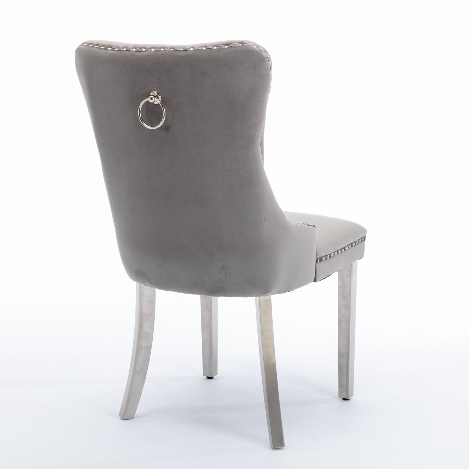 Nikki Collection Modern Tufted Solid Wood Velvet Upholstered Dining Chair with Chrome Legs