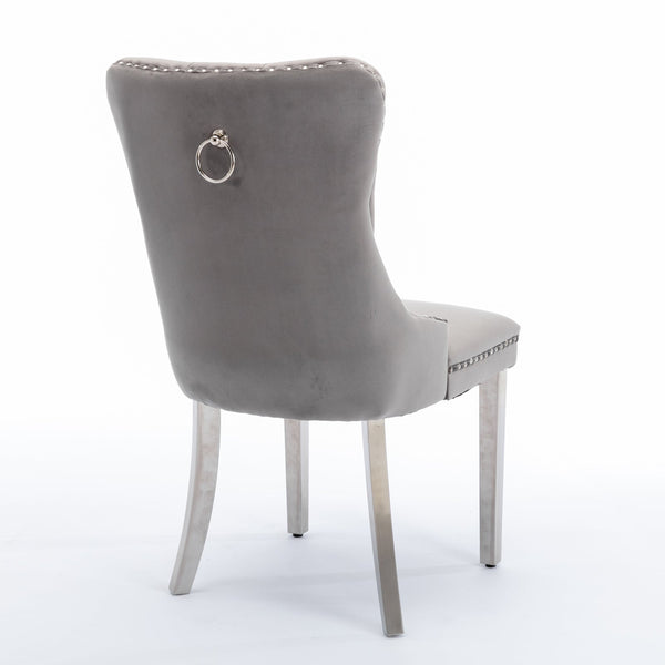 Nikki Collection Modern Tufted Solid Wood Velvet Upholstered Dining Chair with Chrome Legs