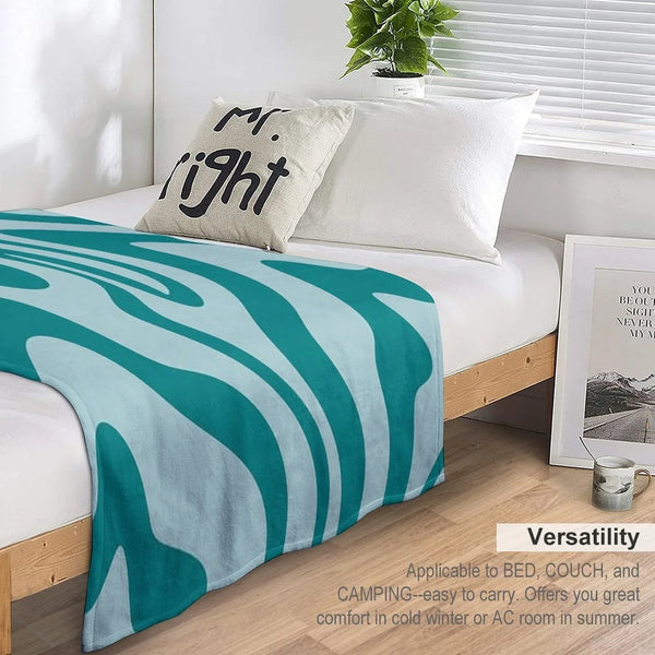 Aesthetic Modern Teal Swirl, Retro Abstract Vibes Throw Blanket