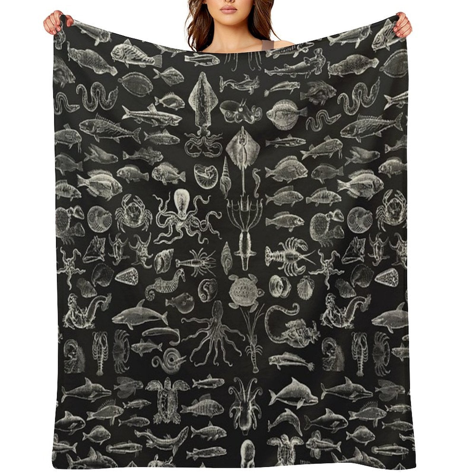 Sea Creatures - White Quick-dry Throw Blanket