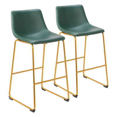 Augusta Barstool (Set of 2) Green & Gold