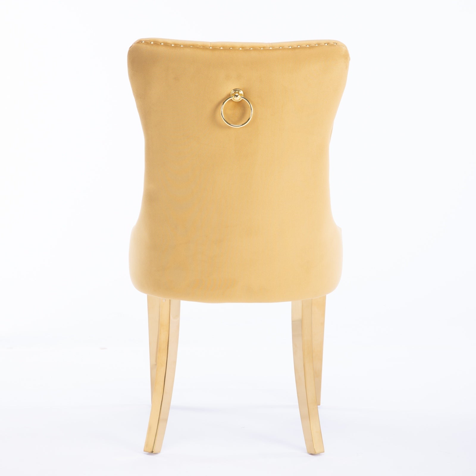 Nikki Collection Modern Tufted Solid Wood Velvet Upholstered Dining Chair with Gold Legs