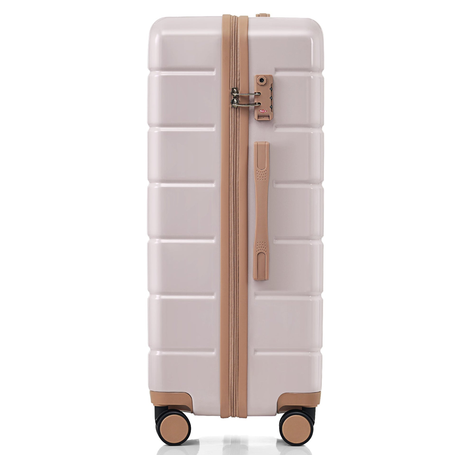 Premium ABS Travel Luggage Set , 3-Piece TSA Lock Suitcase Ensemble with 20, 24, and 28 Inch Sizes with 360° Spinner Wheels, light grey and golden