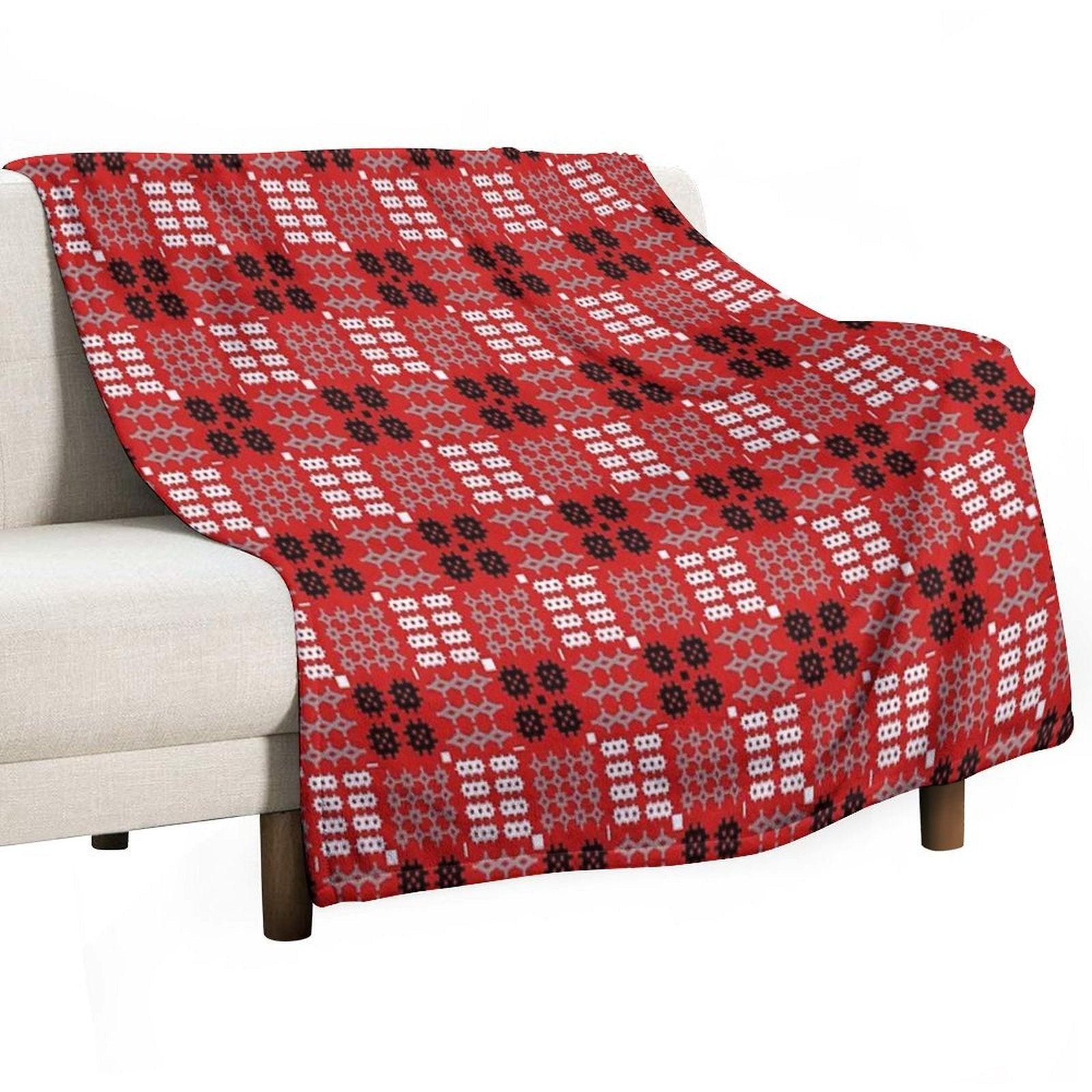 Welsh Design, Carthen Cymraeg, Cymreig (red) (Printed Image - Not Real  Tapestry) Throw Blanket