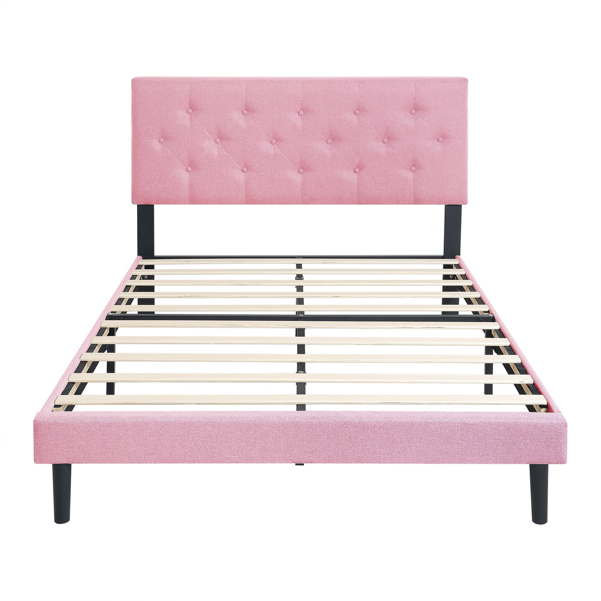 Full Size Upholstered Platform Bed Frame with Modern Button Tufted