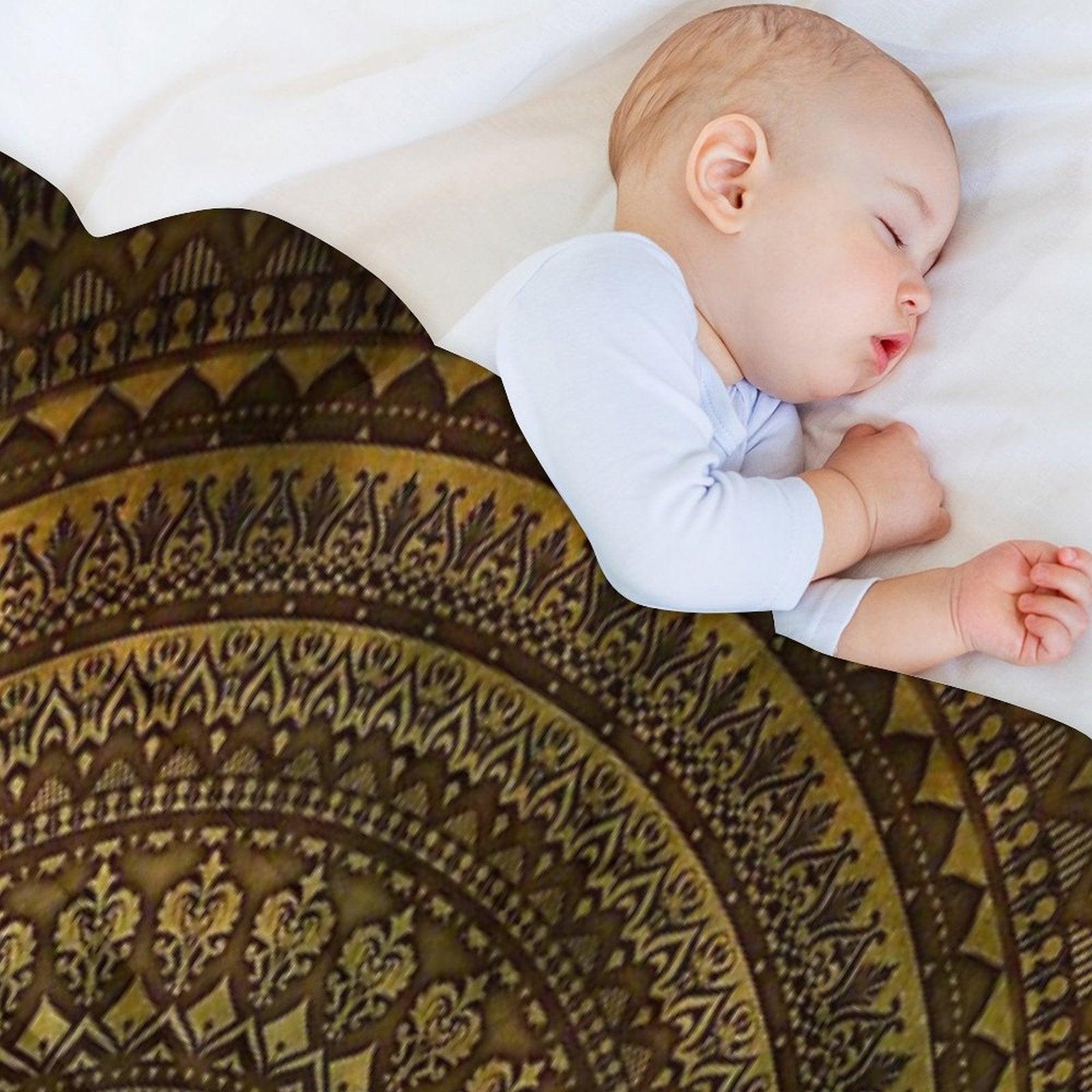 Lime Brown Mandala Throw Blanket