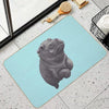 Cute Painted Baby Hippo Swimming - Digital Painting Bath Mat