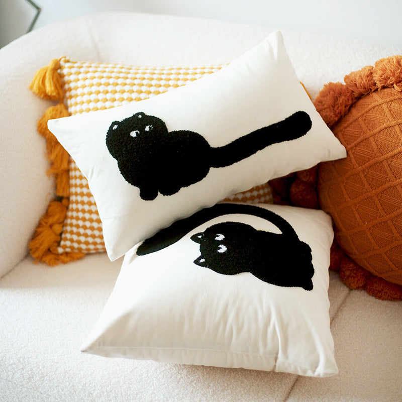 Original Design Modern Minimalist Cat Embroidered Cushion