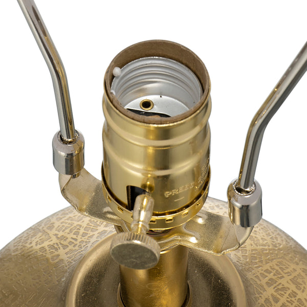 D18x31' Round Aluminum Sheet Gold Table Lamp with White Fabric Shade(Lamp Shade Assembly Required)