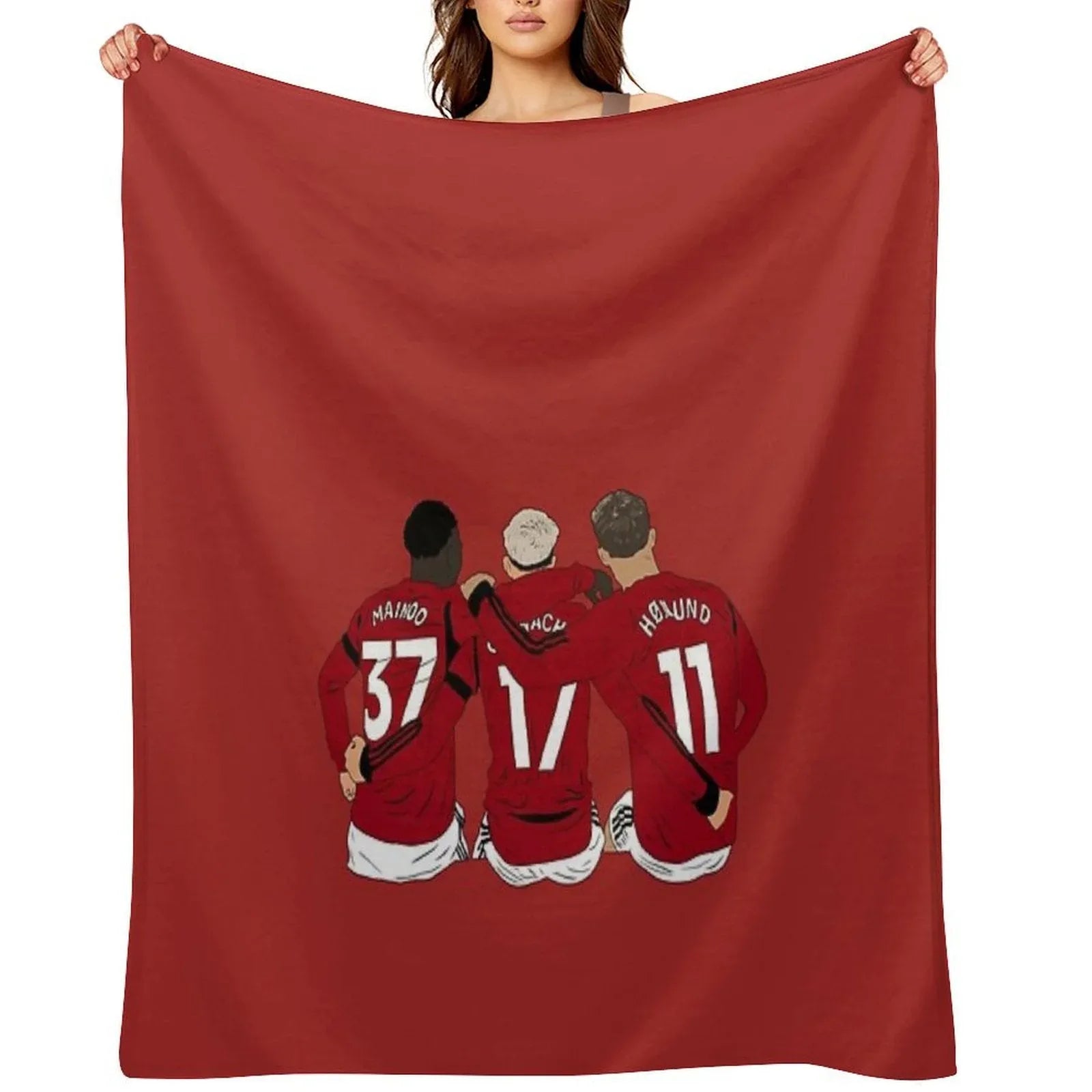 Kobbie Mainoo Alejandro Garnacho Rasmus Hojlund United Youth Trinity Minimalist Throw Blanket