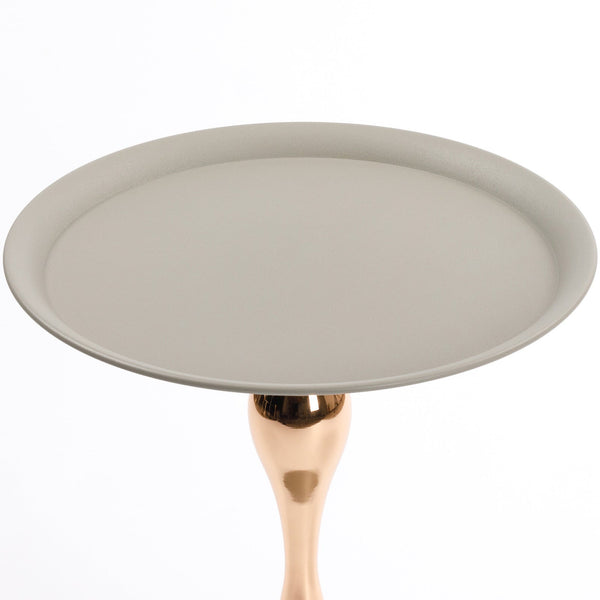 Top view of the Mermaid Tail End Coffee Table Round Side Table showing its smooth gray surface and elegant round shape.
