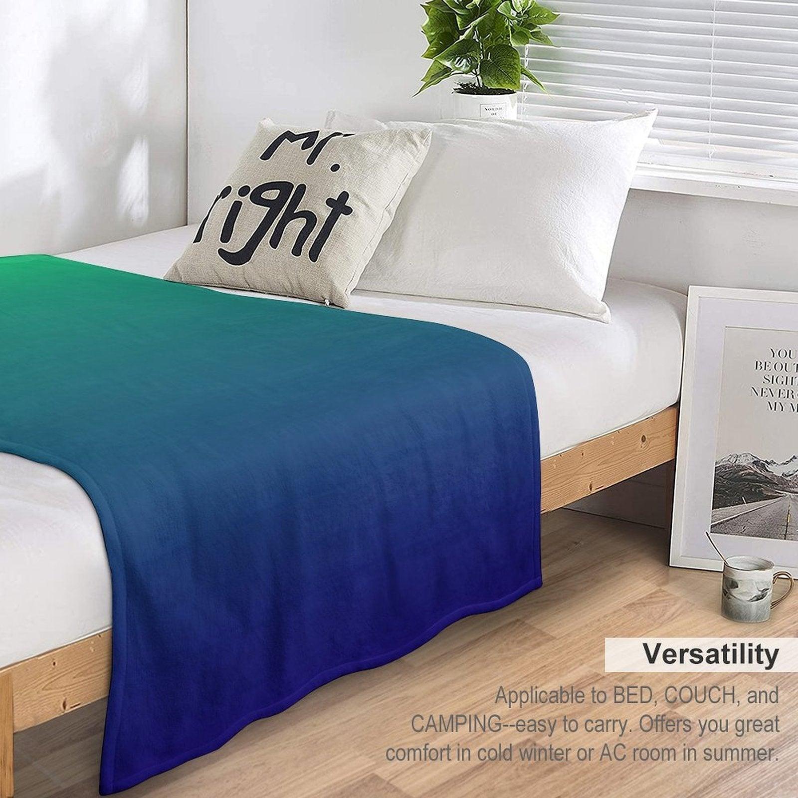 Color Shift - Light Green to Dark Blue Throw Blanket