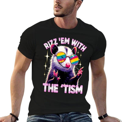 Autism Opossum Funny Rizz Em With The Tism Meme Autistic T-Shirt