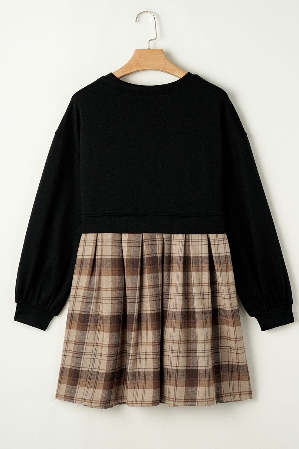 Vintage Plaid Round Neck Long Sleeve Mini Dress Cozy & Stylish Dress Retro Design Dress For Party