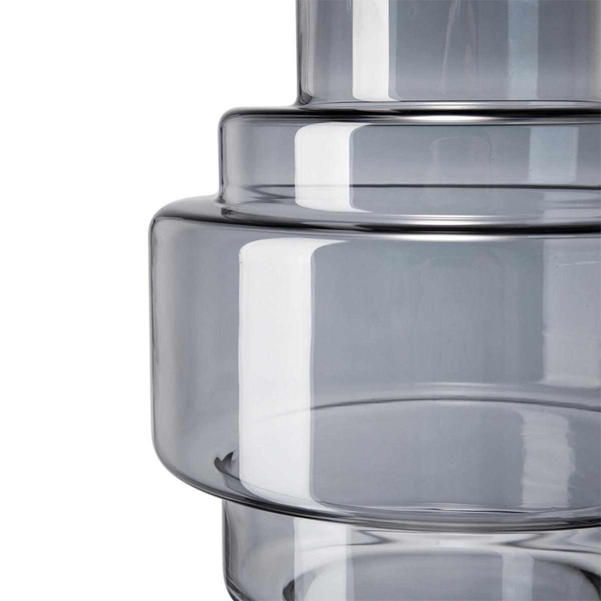 Blue Smoked Geometric Glass Decorative Vase
