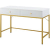 White And Gold Vanity Desk With Drawers For Bedroom - White and Gold / 47IN