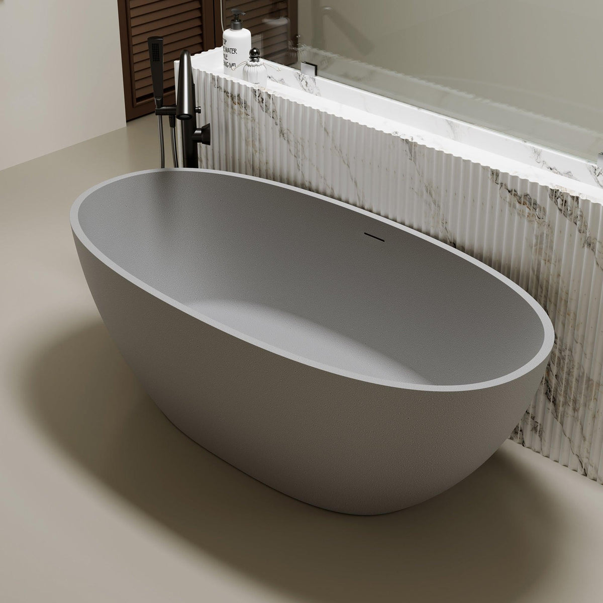 67'' Freestanding Bathtub Resin Stone Soaking Bathtub