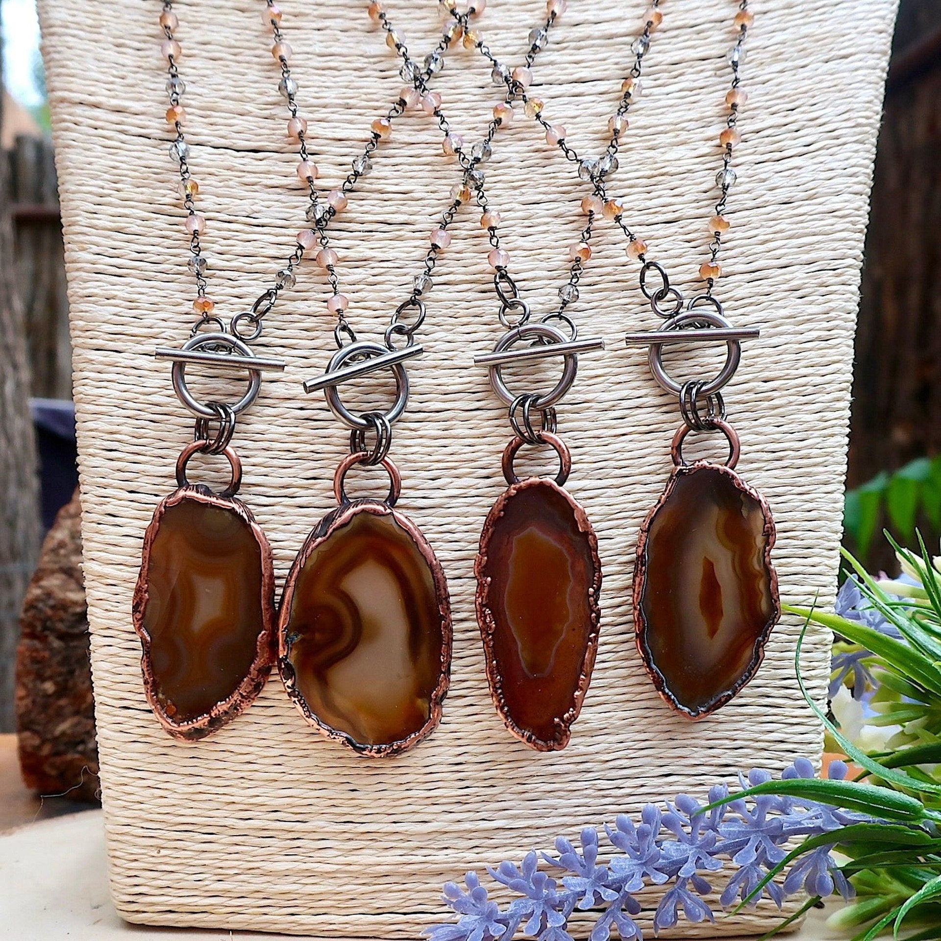 Handcrafted Agate Crystal Necklace Grounded Calm | By Blackbird & Sage