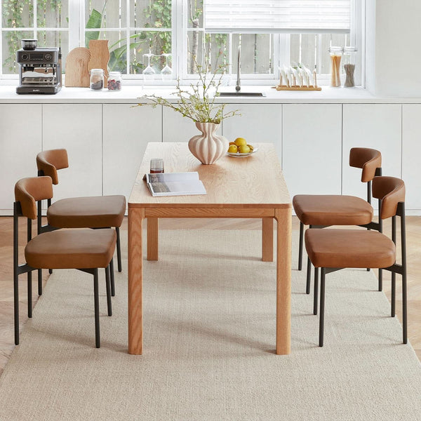 Brown Faux Leather Armless Upholstered Dining Chairs