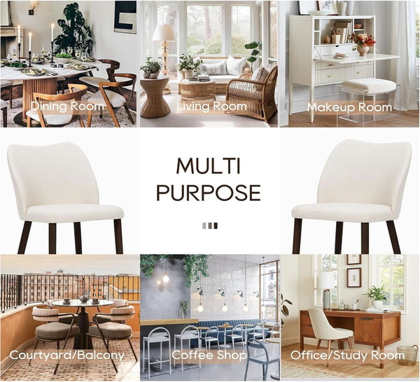 Beige Upholstered Dining Chairs With Wood Legs Set Of 6