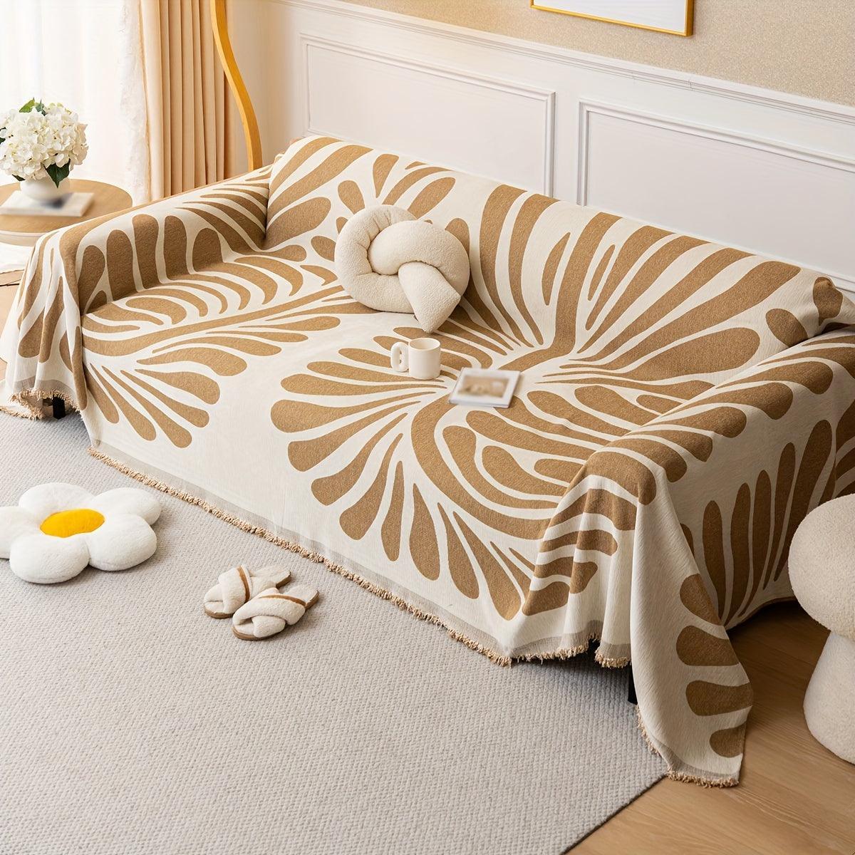 Versatile Chenille Sofa Cover - Pet-Friendly, Orange Dog Couch Cover