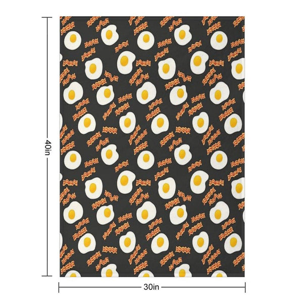 Breakfast With Bacon And Eggs Seamless Vector Pattern Dark Throw Blanket