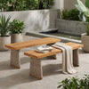 Outdoor Acacia Wood Bench Set of 2 - Brown,Teak