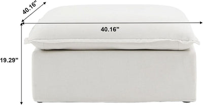 White Hemp Velvet Ottoman Footstool Removable Covers