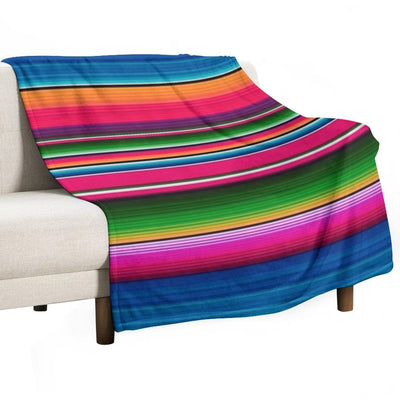 Mexican Blanket Striped Fiesta Serape Travel-friendly Throw Blanket