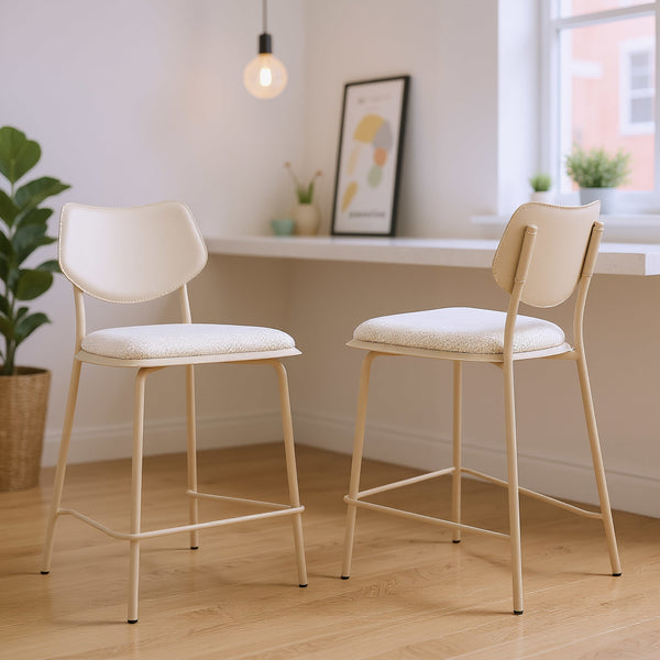 Zeal Counter Stool (Set of 4) Light Gray & Beige