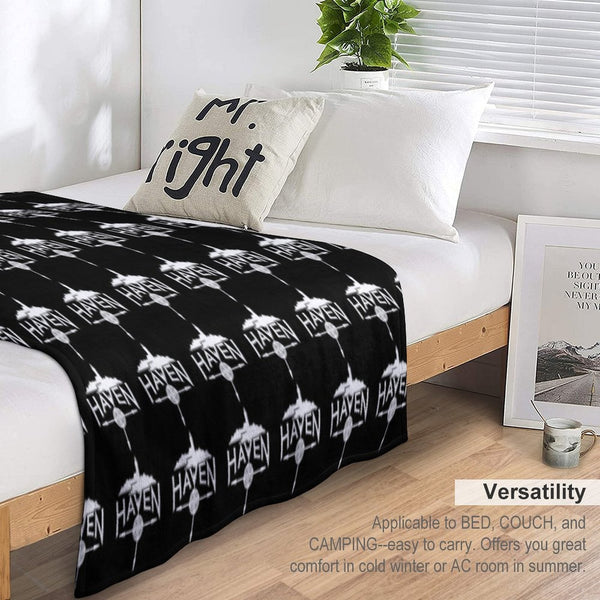 Haven White Logo Wrinkle-free Throw Blanket