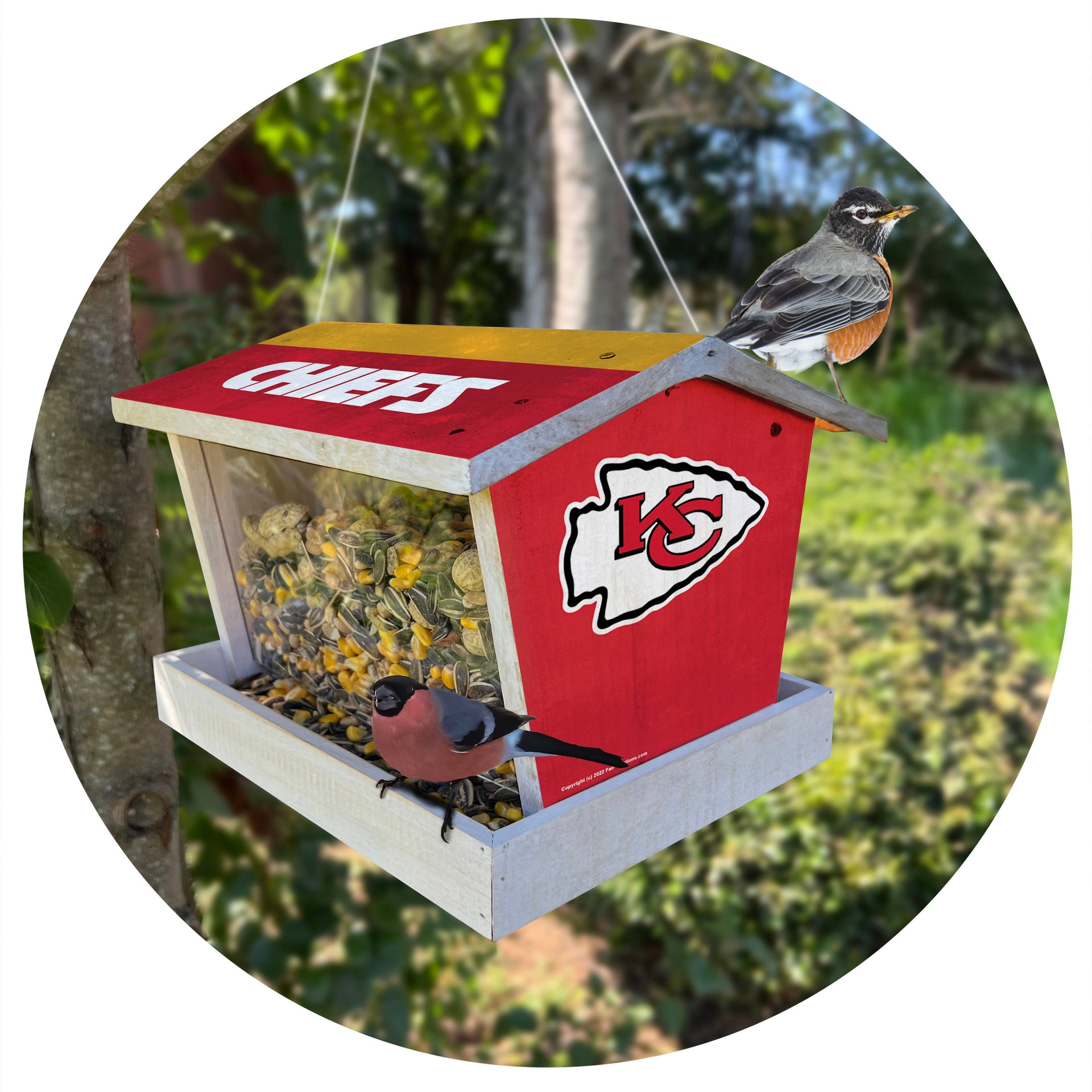 Kansas City Chiefs Bird Feeder - Weather-Resistant Wood Outdoor Feeder with Team Logo
