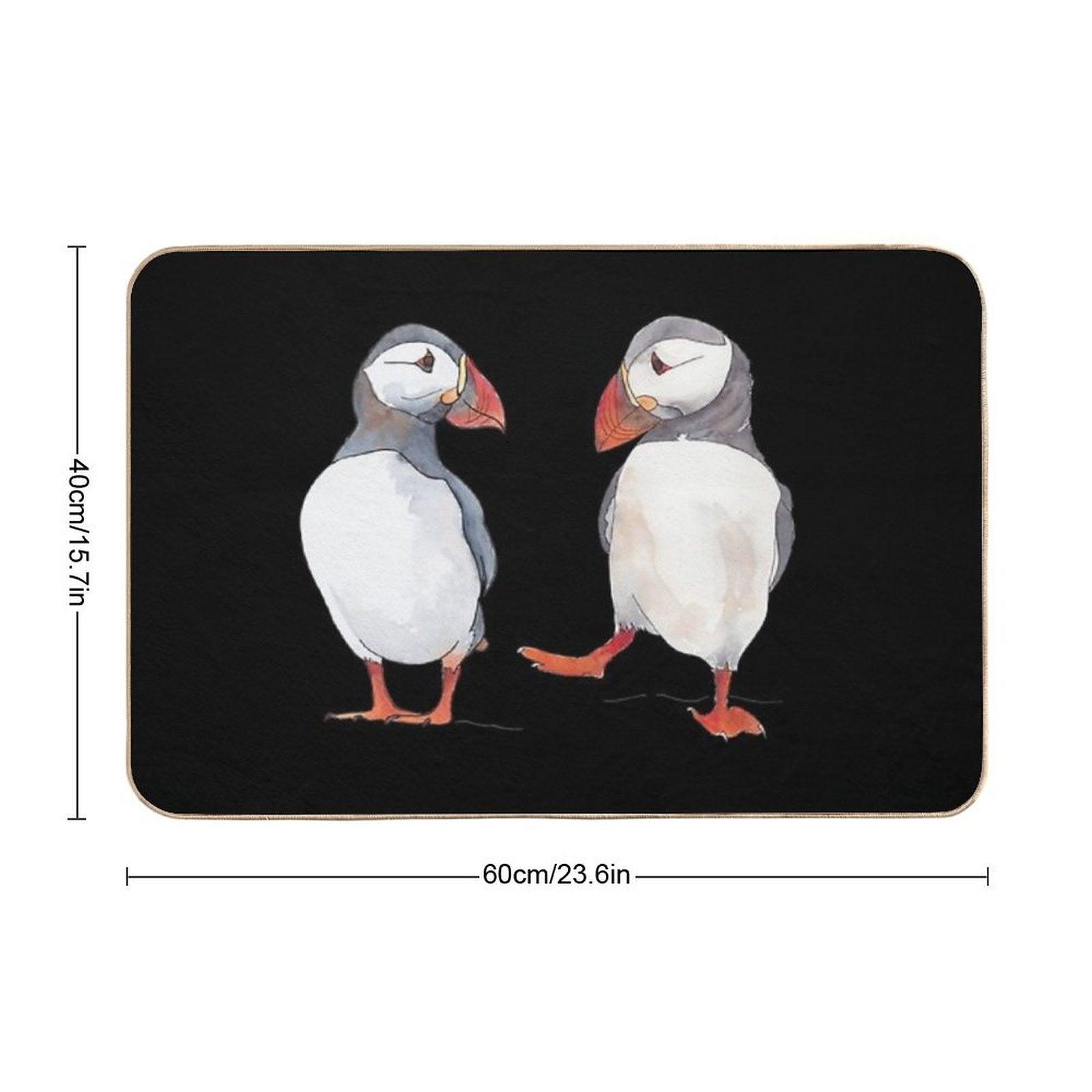 Puffin Friends Dancing - Illustration Bath Mat
