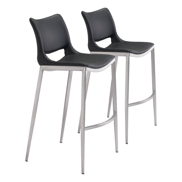 Ace Barstool (Set of 2) Black & Silver