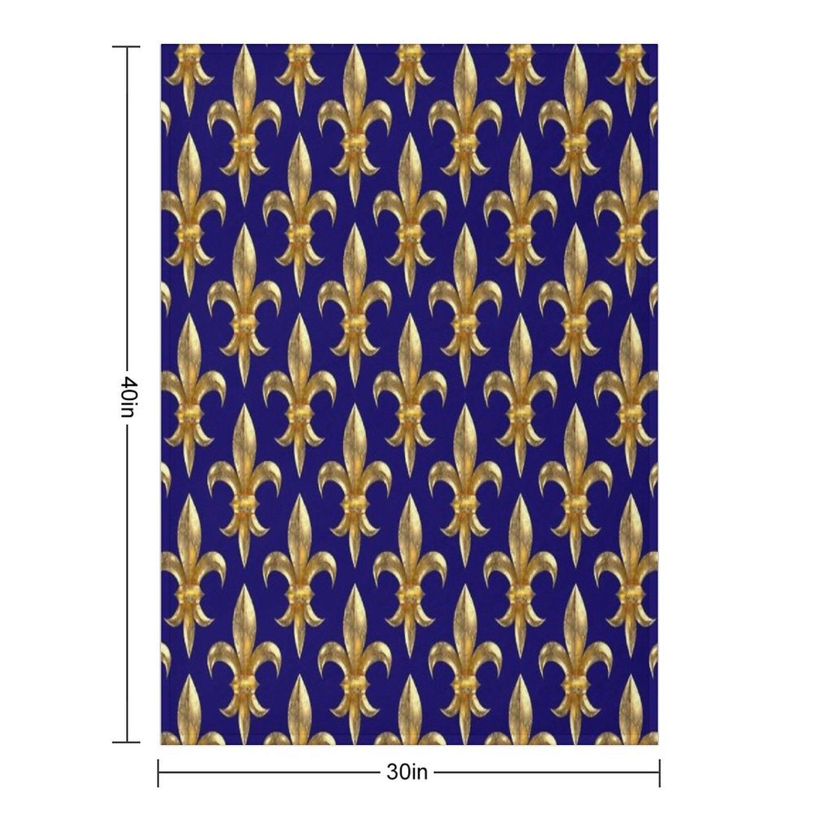 Fleur De Lys  Fleur De Lis 3D Gold Look Pattern, Large Corroded Throw Blanket