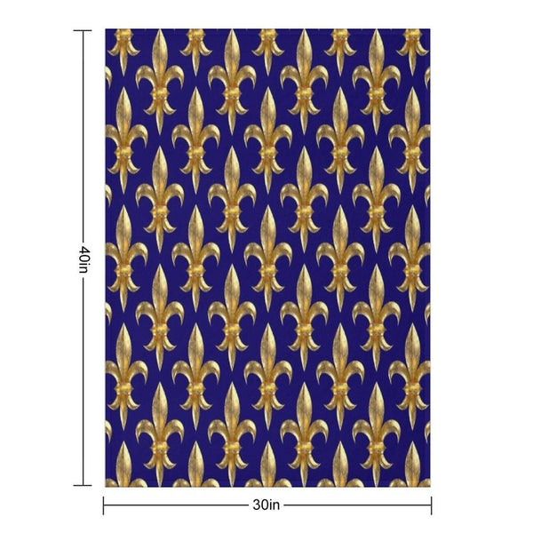 Fleur De Lys  Fleur De Lis 3D Gold Look Pattern, Large Corroded Throw Blanket
