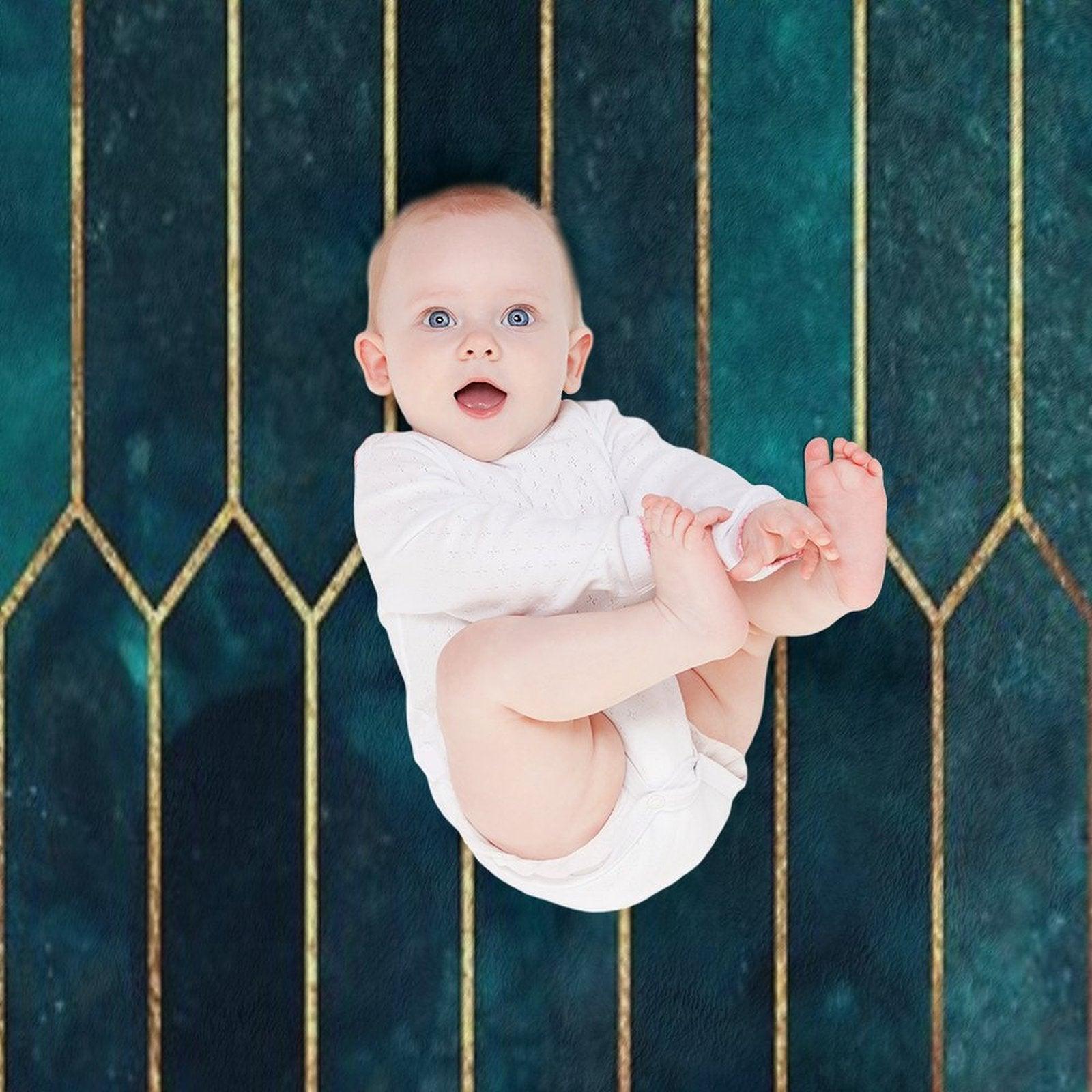 Deep Teal And Blue Gold  Pattern Throw Blanket