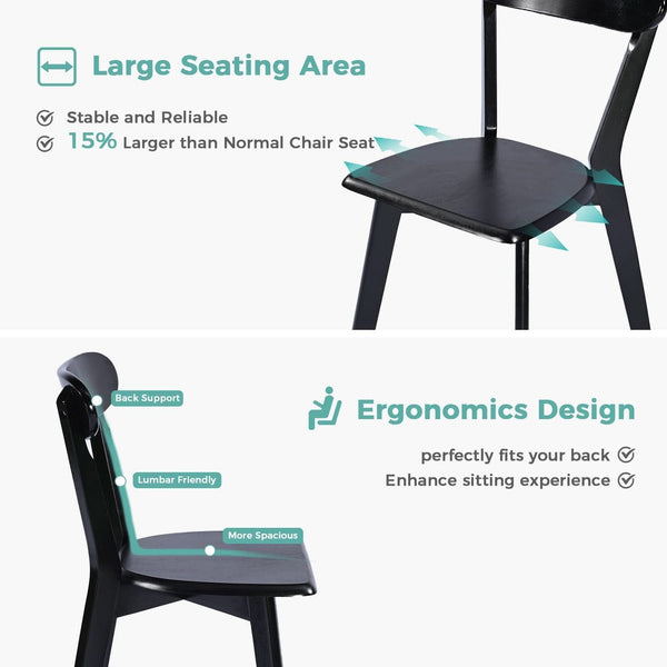 Solid Oak Extra Wide Dining Chairs Set Black Kitchen