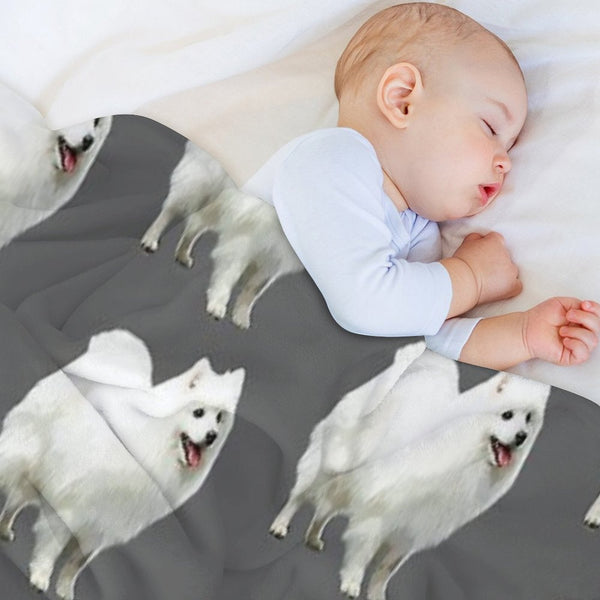 Japanese Spitz Puppy Dog Plush Throw Blanket