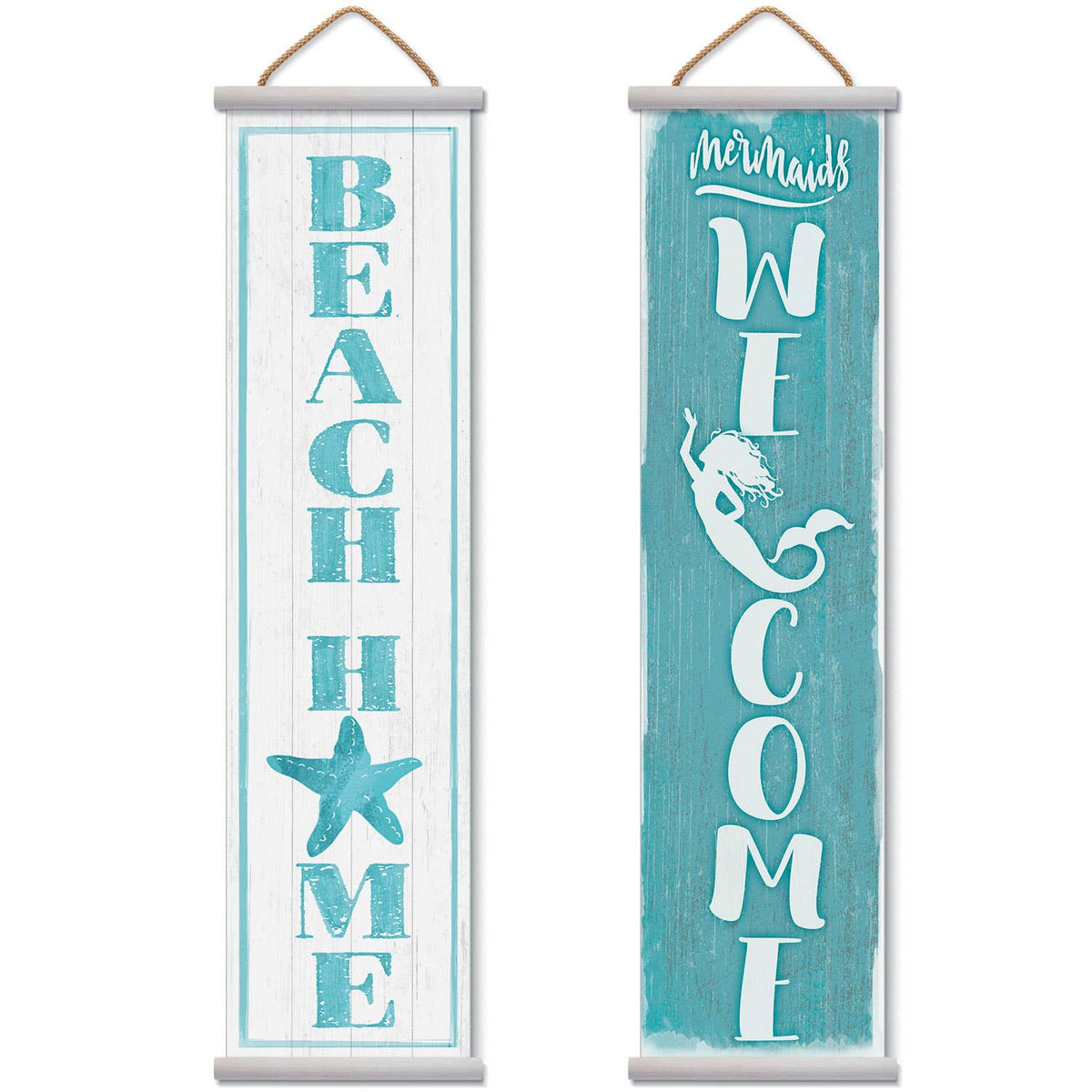 Beach Home/ Mermaid Welcome Reversible Vinyl Banner Greeter