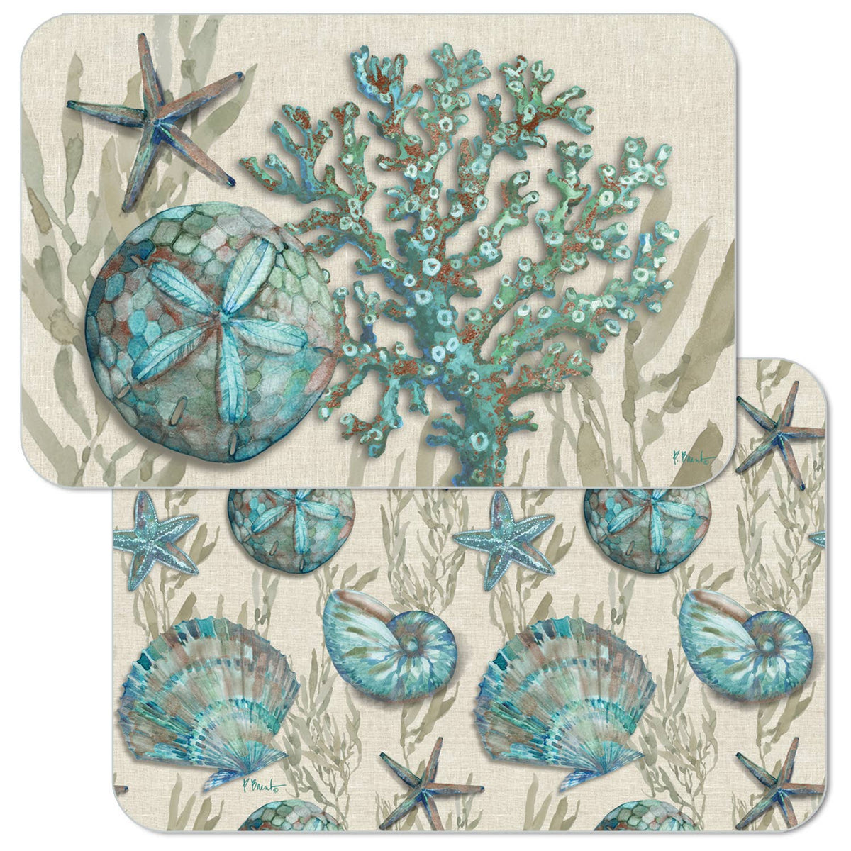 Beach Shells Reversible Rectangular Plastic Placemat