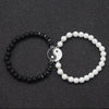 Beaded Couple Bracelets For Women Men Best Friends Paired Charms Beads Bracelet Fashion Black Matte Beads Bracelet For His Her Distant Relationship Bracelet Matching For Couples Valentines Gift - Black white