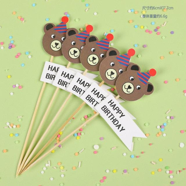 Bear Candle Birthday Cake Props Topper Card Cute Fantasy Cup Dessert Smiley  Love Bear  Table Dress Up Cake Props Party Cake Decor Supplies Toppers Birthday Cupcake Topper Various Cake Decorations for Birthday Party Photo Prop